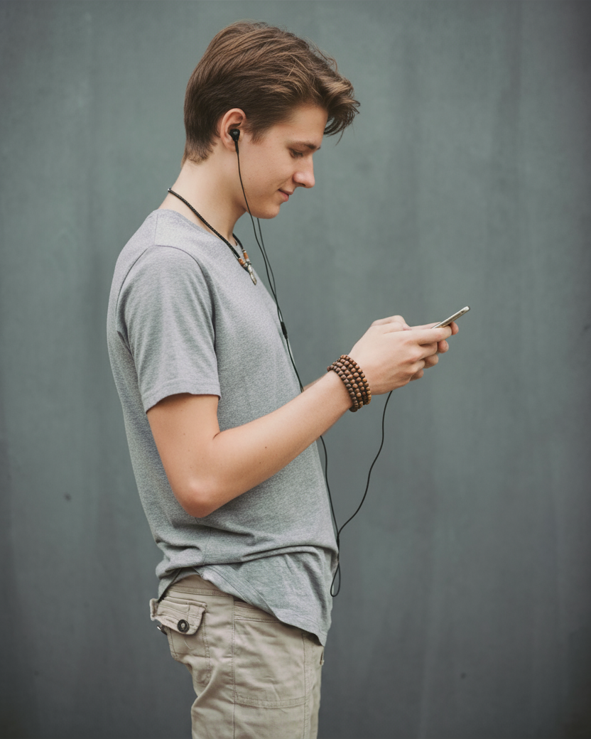 Person interacting with iPhone